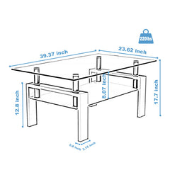White Coffee Table, Clear Coffee Table, Modern Side Center Tables For Living Room, Living Room Furniture